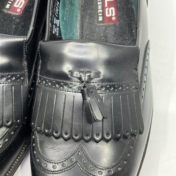 FLS Florsheim Wingtip Black Leather Shoes Mens Size 11 Oxford Tassels Loafers - Picture 3 of 10